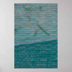 Póster Blue and white brick wall