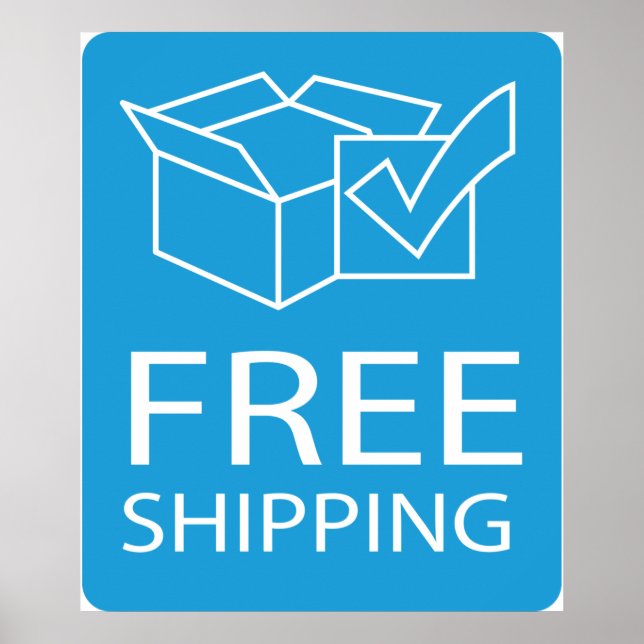 Póster Blue and White Free Shipping Icon (Frente)