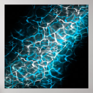 Póster Blue and White Lightning Water Reflection
