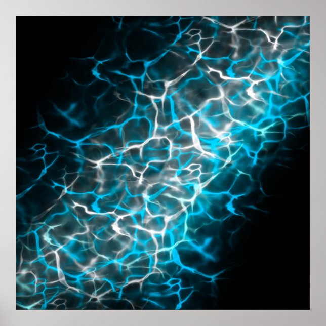 Póster Blue and White Lightning Water Reflection   (Frente)