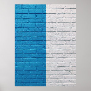 Póster Blue and white painted wall