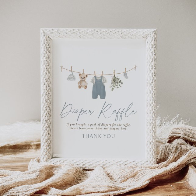 Póster Blue Baby Clothes Baby Shower Diaper Raffle Sign (Subido por el creador)