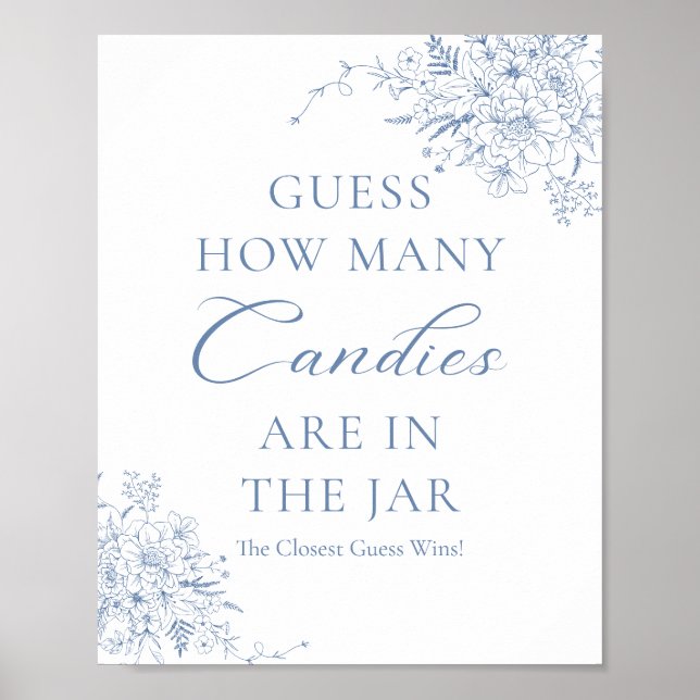 Póster Blue Baby Shower Adivinan Cuántos Canales (Frente)