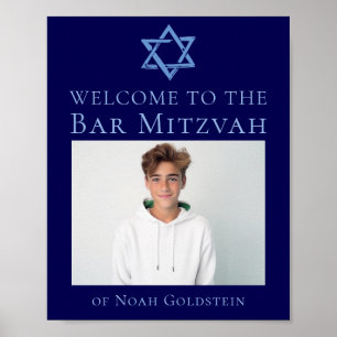Póster Blue Bar Mitzvah Foto Estrella de David Fiesta