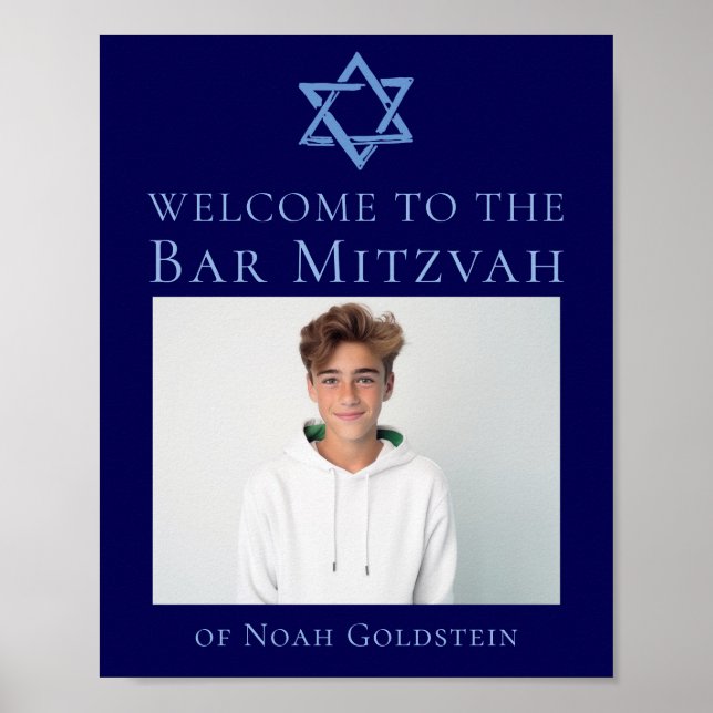 Póster Blue Bar Mitzvah Foto Estrella de David Fiesta (Frente)
