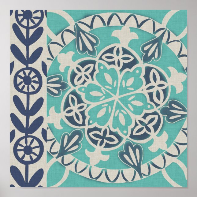 Póster Blue Batik Tile I (Frente)