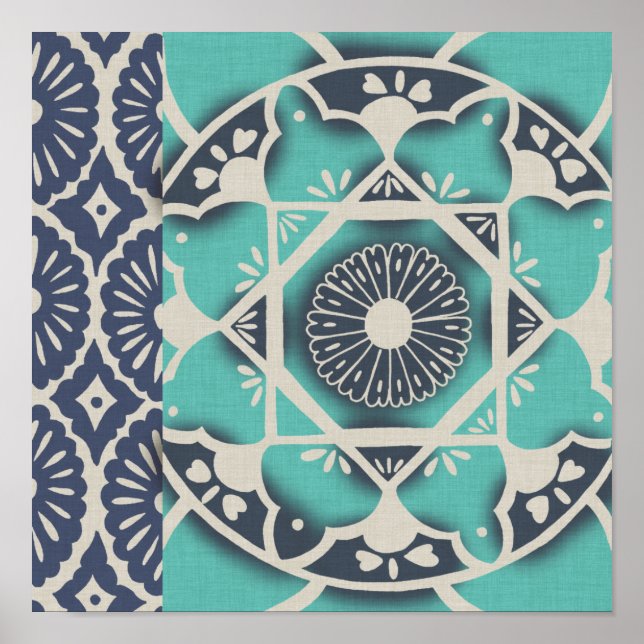 Póster Blue Batik Tile II (Frente)