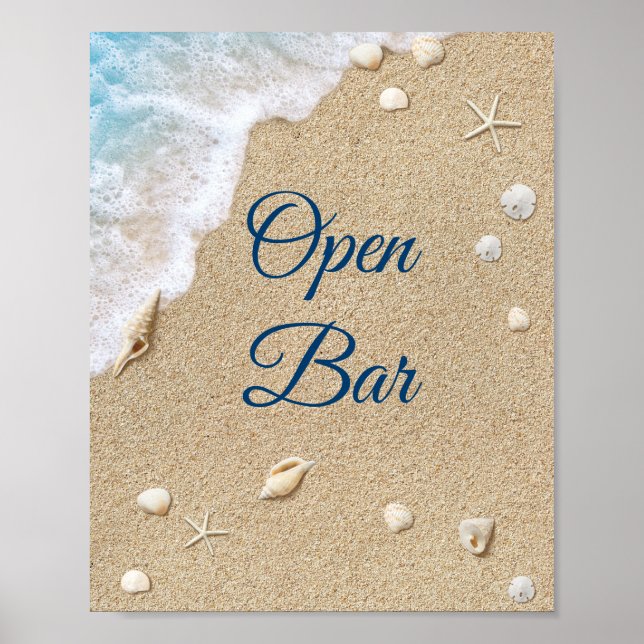 Póster Blue Beach Waves Open Bar Poster (Frente)