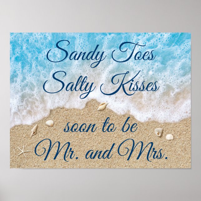 Póster Blue Beach Waves Sandy Toes Salty Kisses Poster (Frente)