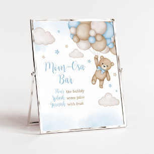 Póster Blue Bear Baby Shower Mom Osa Bar