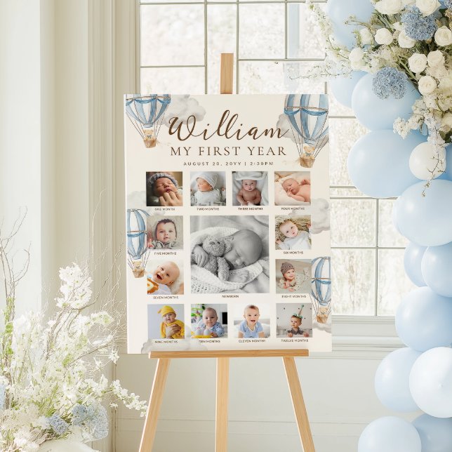 Póster Blue Beary First Birthday Photo Timeline (Subido por el creador)