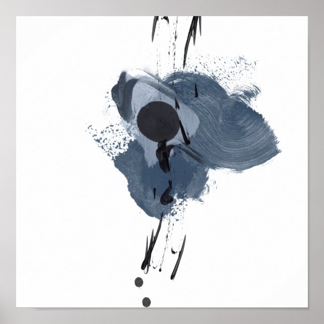 Póster Blue & Black Splash II | Blue Black Paint Splash 3 (Frente)