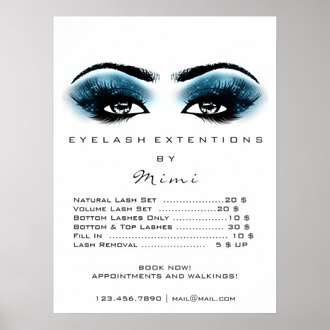 Póster Blue Black White Makeup Eyes Lazas Precios (Frente)