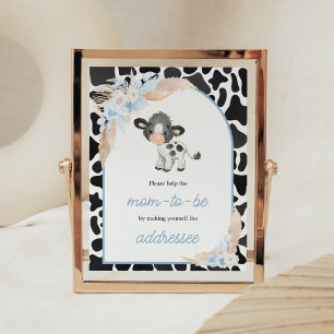 Póster Blue Boho Highland Cow Baby Envelope Station