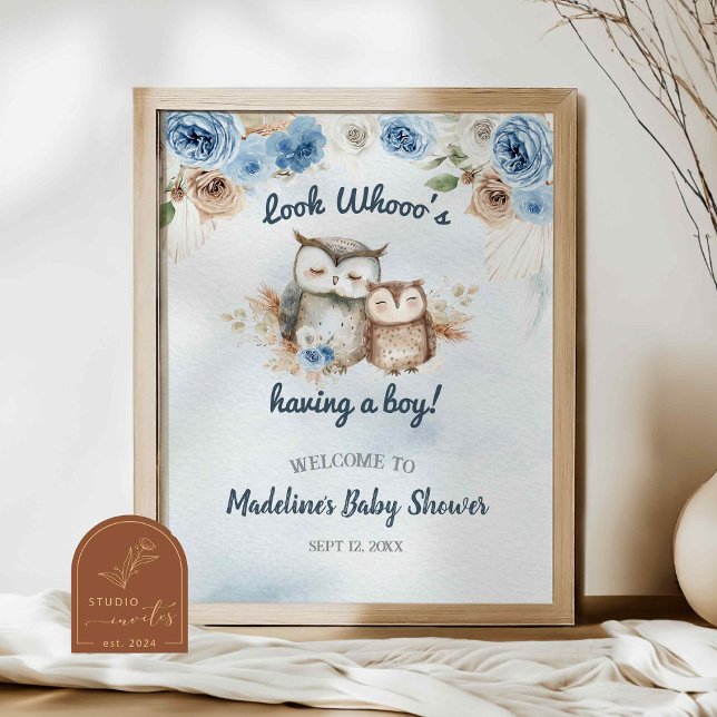 Póster Blue Boho Owl Baby Shower (Subido por el creador)