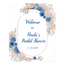 Blue Boho Pampas Grass Bridal Shower