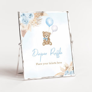 Póster Blue Boho Podemos Embarcar Esperar A Diaper Raffle