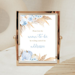 Póster Blue Boho Pumpkin Baby Shower Envelope Station