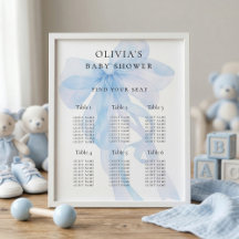 Blue Bow Baby Shower 6 Table Seating Chart