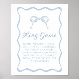 Póster Blue Bow Bridal Shower Ring Game