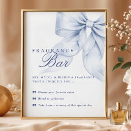 Póster Blue Bow Bridal Shower Table Rótulo
