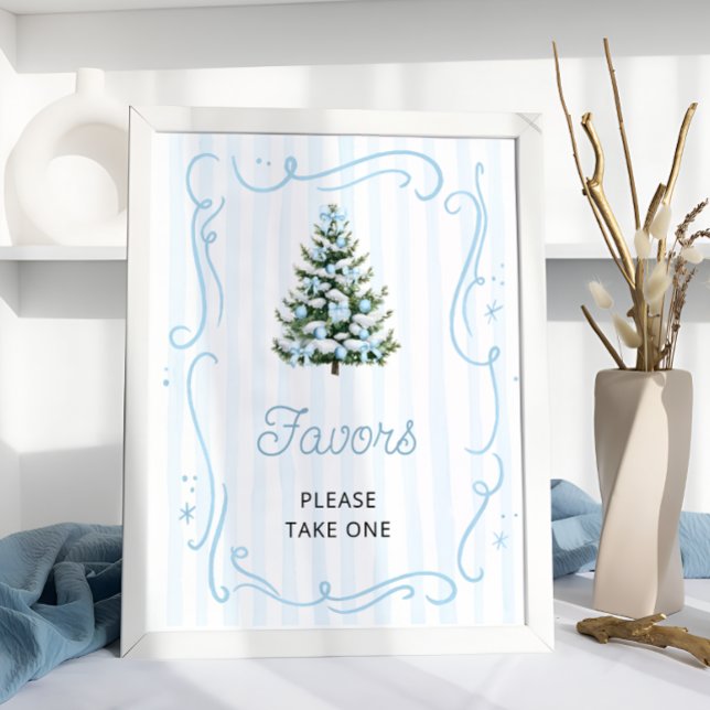 Póster Blue Bow Christmas Tree Baby Shower Favors (Subido por el creador)