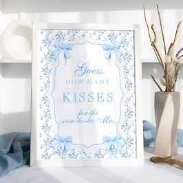 Póster Blue Bow: ¿Cuántos besos para la ducha de novia?