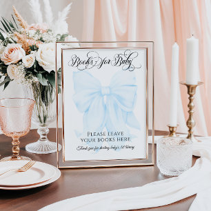 Póster Blue Bow: Elegante y moderno libro de Baby Shower