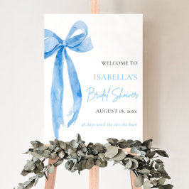 Póster Blue Bow está atando la ducha nupcial