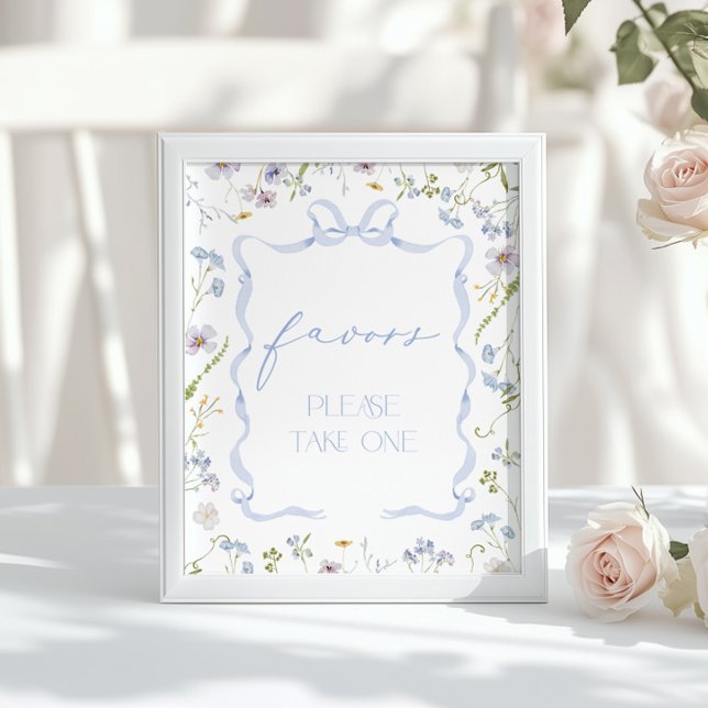 Póster Blue Bow Favors Wildflower Baby shower (Subido por el creador)
