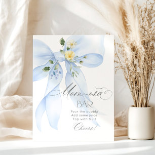 Póster Blue Bow floral Momosa bar acuarela