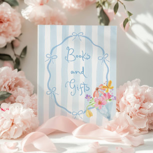 Póster Blue Bow Libros y regalos florales caprichosos