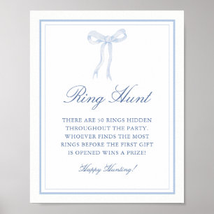 Póster Blue Bow Ring Hunt Ring Game Bridal Shower