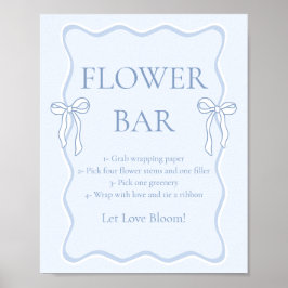 Póster Blue Bow Tying Knot Bridal Shower Flower Bar