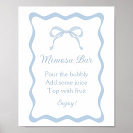 Póster Blue Bow Tying Knot Bridal Shower Mimosa Bar