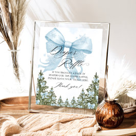 Póster Blue Bow Winter Baby Shower Diaper Raffle
