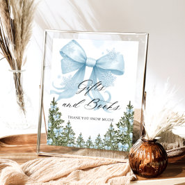 Póster Blue Bow Winter Baby Shower Gift Book