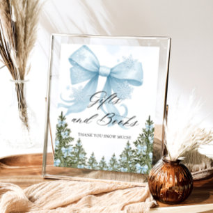 Póster Blue Bow Winter Baby Shower Gift Book