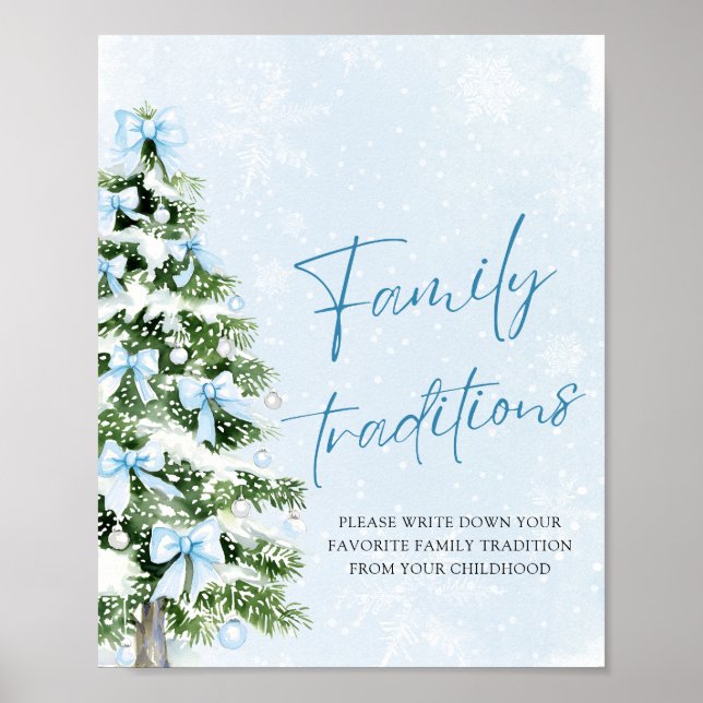 Póster Blue Bows Christmas Tree Family Traditions Game (Frente)