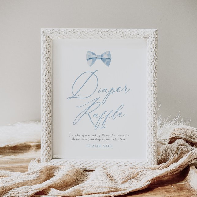 Póster Blue Bowtie Boy Baby Shower Diaper Raffle Rótulo (Subido por el creador)