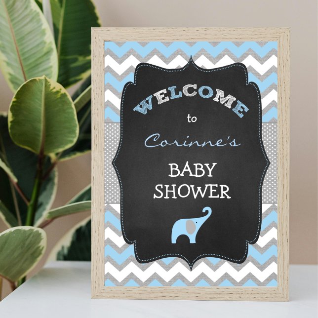 Póster Blue Boy Elephant Baby Shower 8x10 Welcome Sign (Subido por el creador)