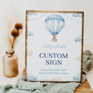 Póster Blue Brown Teddy Bear Personalizado de cumpleaños