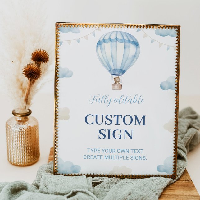 Póster Blue Brown Teddy Bear Personalizado de cumpleaños  (Subido por el creador)