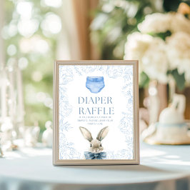 Póster Blue Bunny Baby Shower Diaper Raffle
