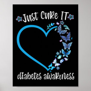 Póster Blue Butterfly Cure It November Diabetes awar