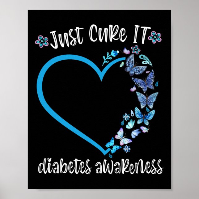 Póster Blue Butterfly Cure It November Diabetes awar (Frente)