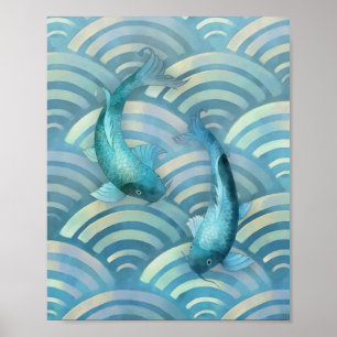 Póster Blue Carp Koi Fish