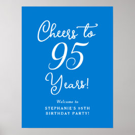Póster Blue Cheers to 95 Years Birthday Party Rótulo
