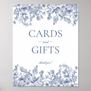 Póster Blue Chinoiserie Vintage Floral Cards & Gifts Rótu