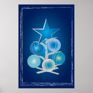 Póster Blue Christmas tree